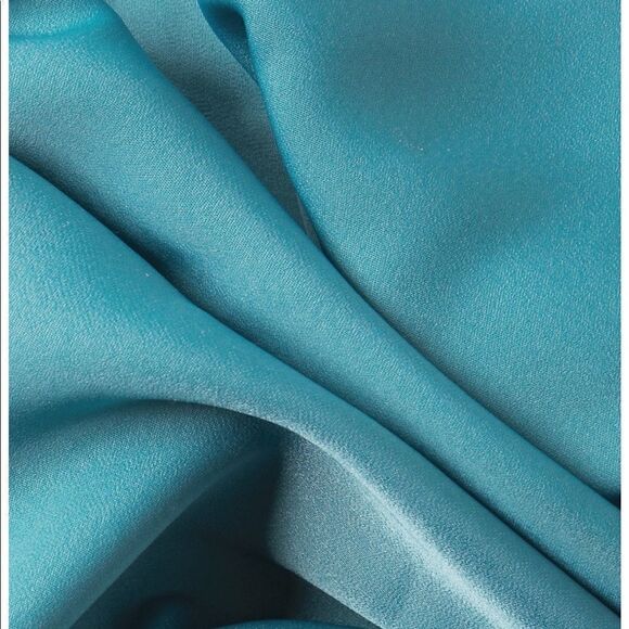 Fame‎ & Partners Teal Sleeveless Spaghetti Strap Satin Gown - Picture 7 of 8